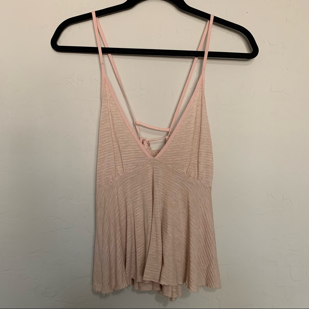 Urban outfitters truly madly deeply light pink cross tie back basic tank